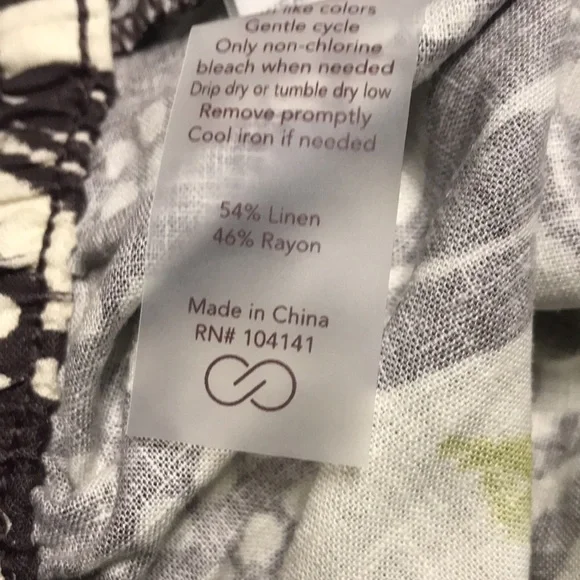 CALIA Linen Swim Cover Up Leaf Print Wide-Leg Pants Size Large | NWT - Picture 5 of 5